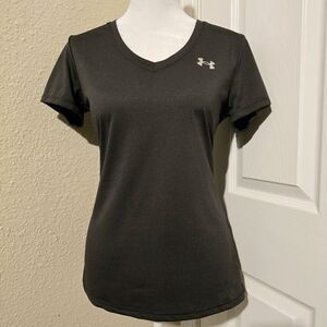 Under Armour Womens Athletic‎ Heatgear V Neck T-Shirt Gray NWT Size XS